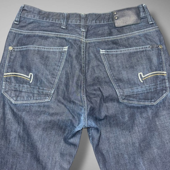 G-Star‎ Raw Jeans Mens 34x28 Blue Dark Wash Coder Straight Embroidered Hemmed - Picture 6 of 13